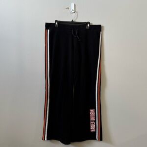 Harley Davidson Y2K wide bottom orange black sweatpants